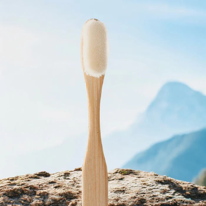 Bamboo Toothbrush Nano White Flat Handle