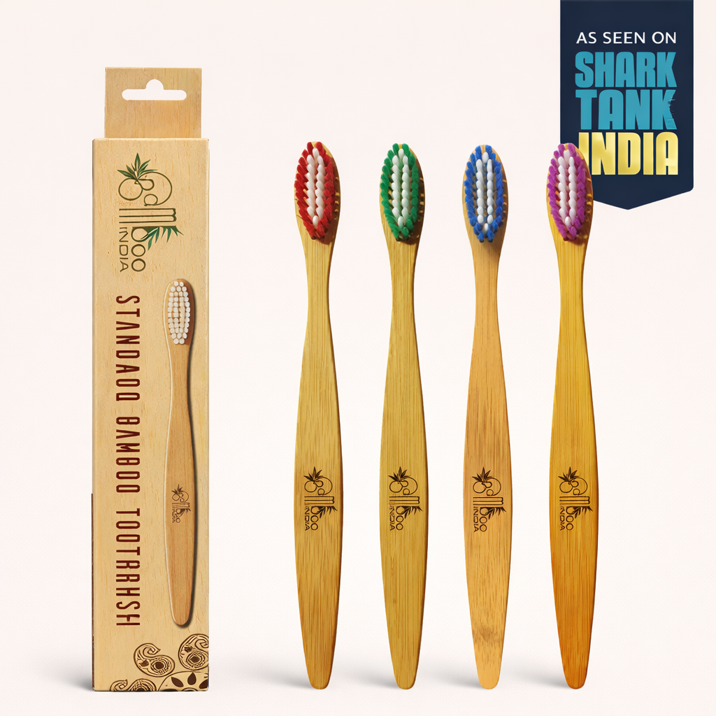 Bamboo Toothbrush Standard Adult - Medium Bristles (Pack of 4)