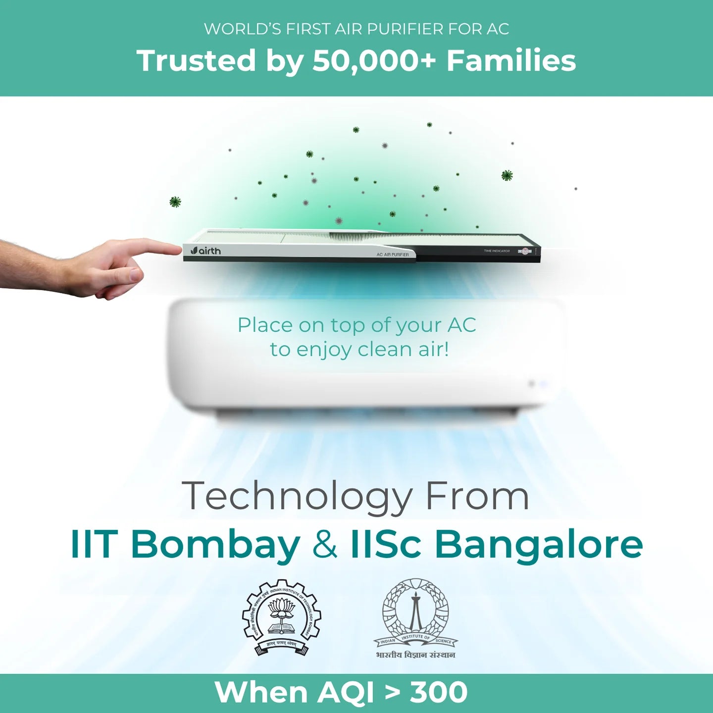 Air Purifier for Split AC Winter Version (AQI >300)